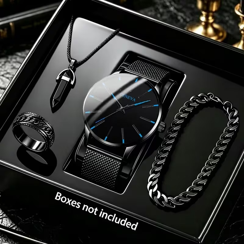 Luxury Watch Under 20000 - 4-Piece Set of Men's Sporty, Fashionable,
