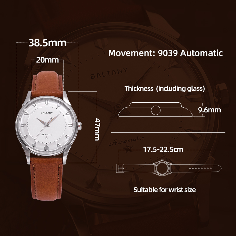 Baltany Men Automatic Watch 38 - Dress Watch Ultra Thin review and price
