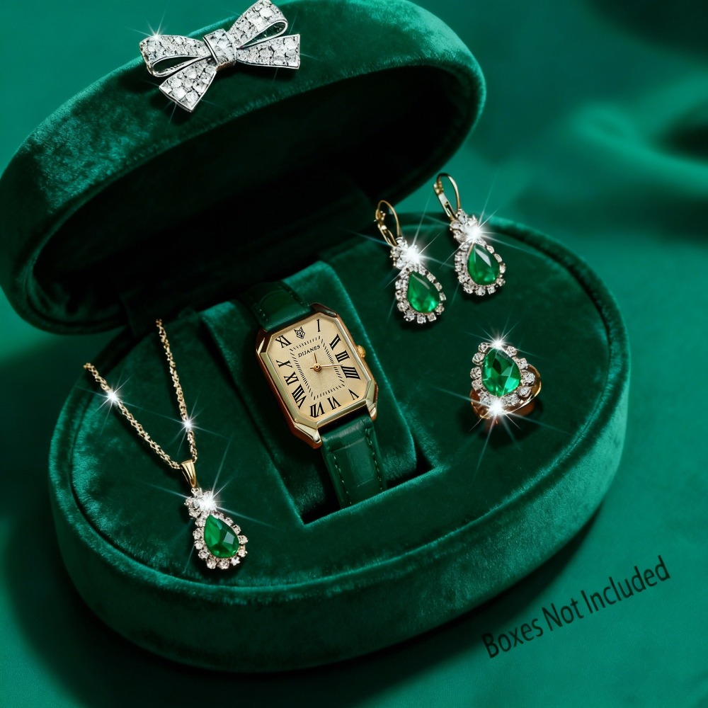 5pcs/set, Luxury Women's Watch - Luxury Watch With Leather Strap review and price