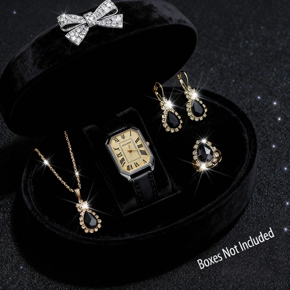 5pcs/set, Luxury Women's Watch - Luxury Watch With Leather Strap review and price