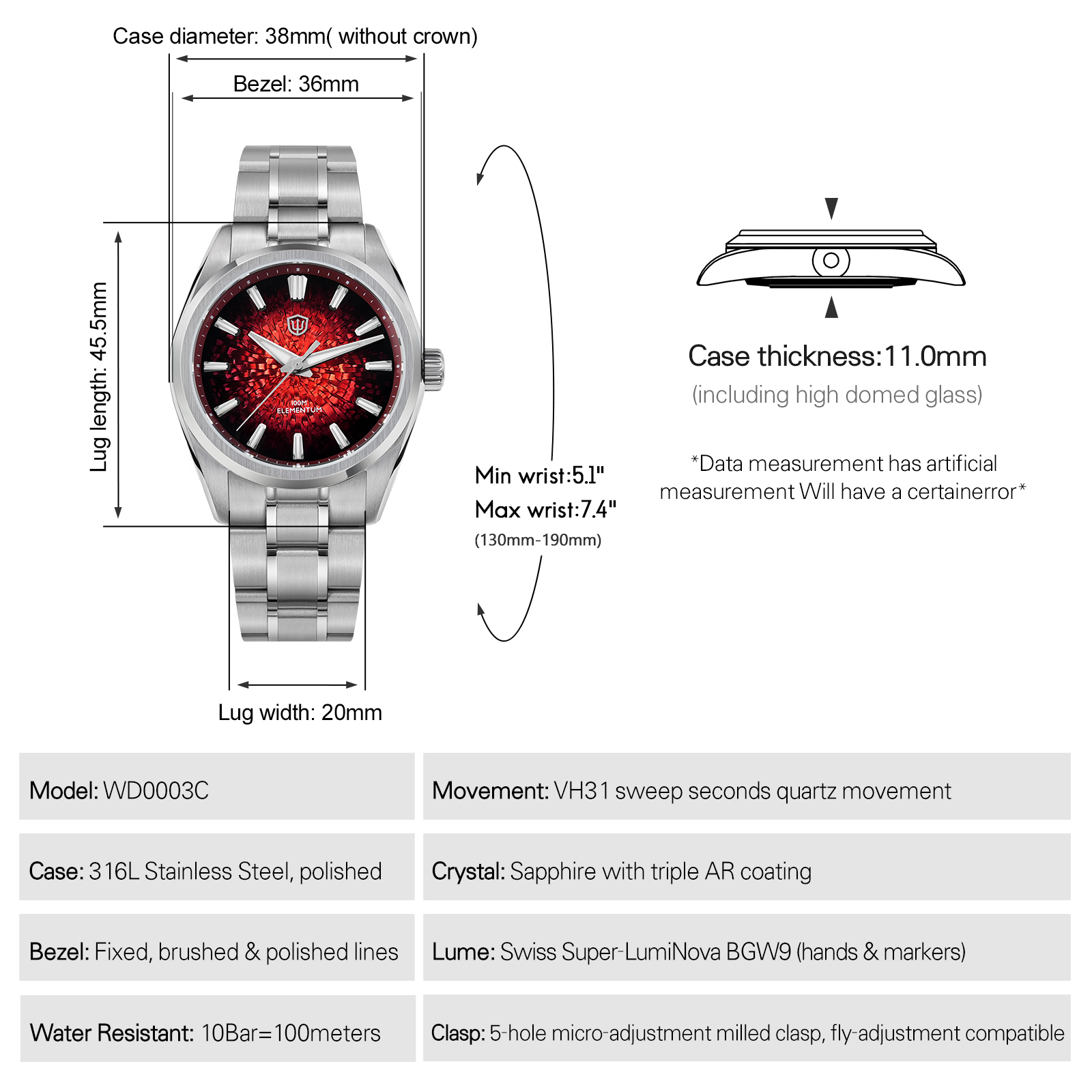 Watchdives New WD0003C Quartz  - Guilloché Dial Watch review and price